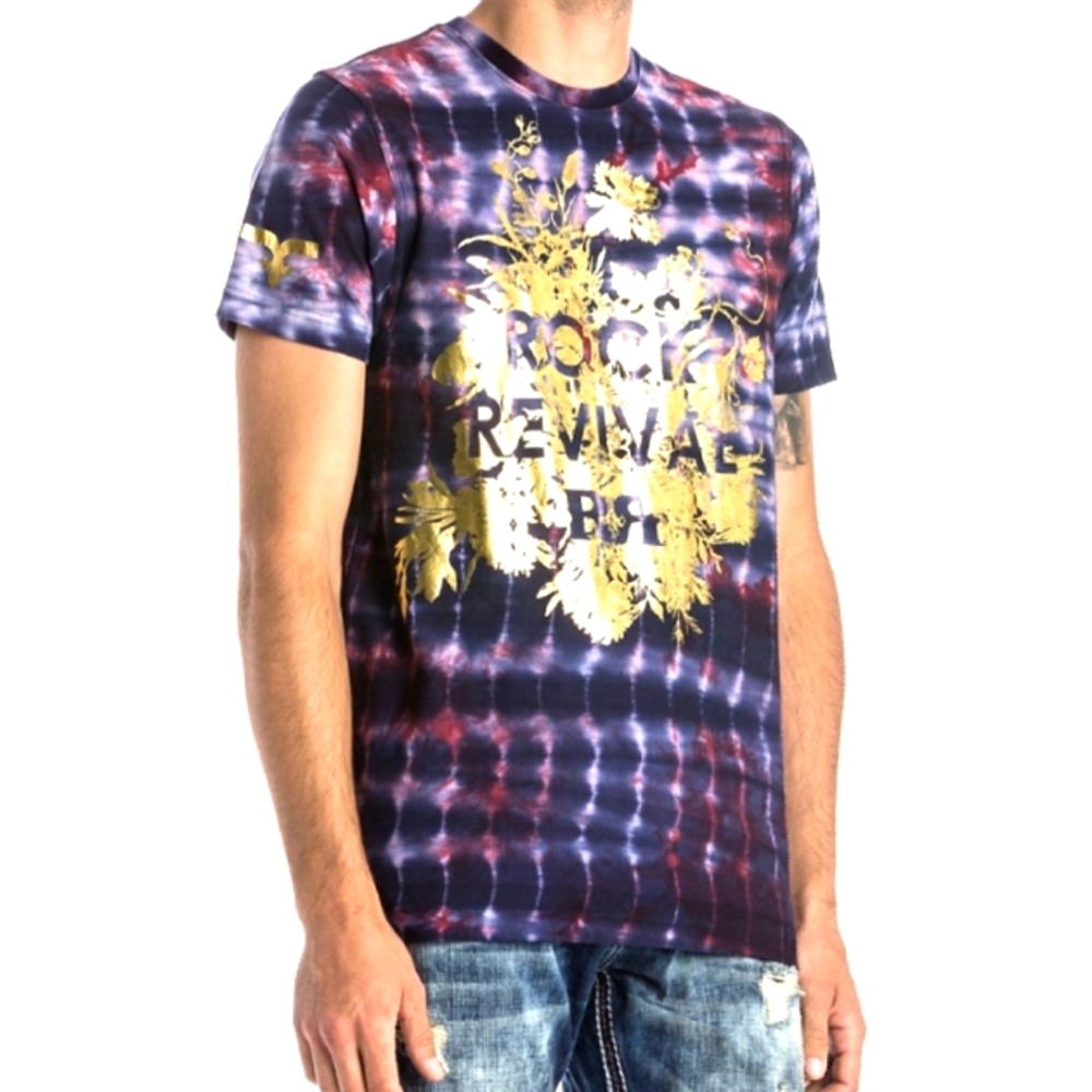 🆕️Rock Revival Shortsleeve Tie-Dye Gold Foil Graphic T-Shirt. Men's Size: XL.